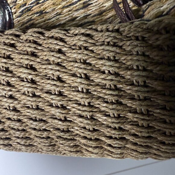 Brighton Summer Market Straw Purse Tan with Dark Brown Handles - Picture 5 of 10